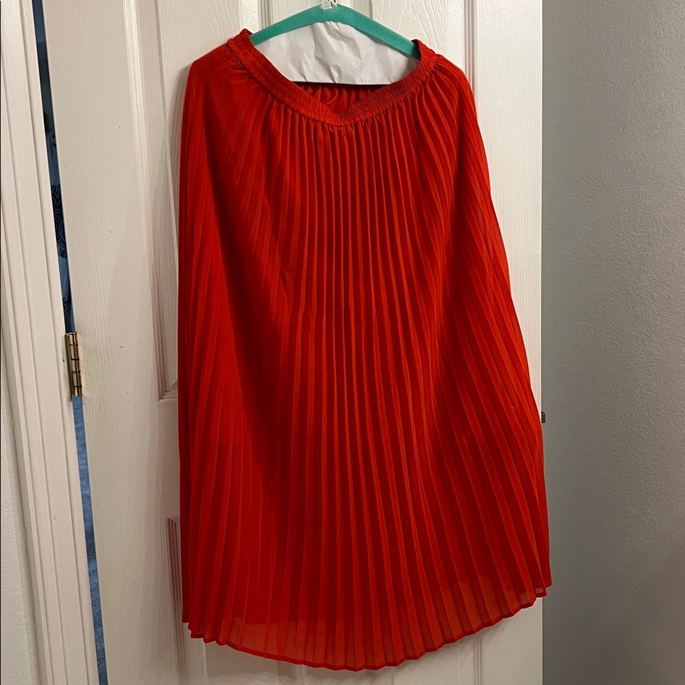 Vibrant Red Pleated Skirt